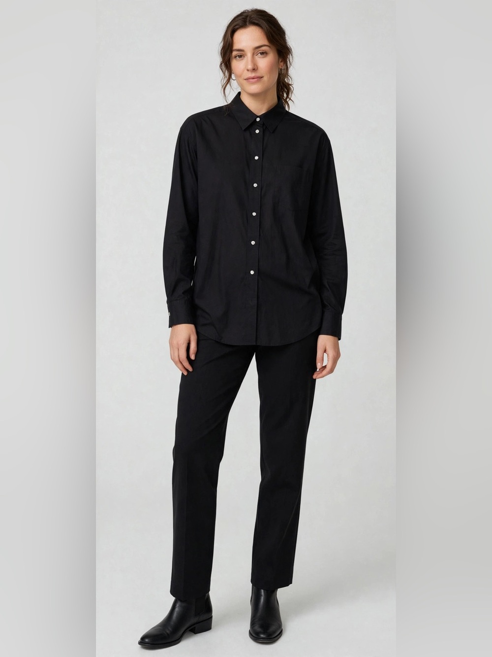 GAP Black Button-Down Shirt with Chest Pocket
